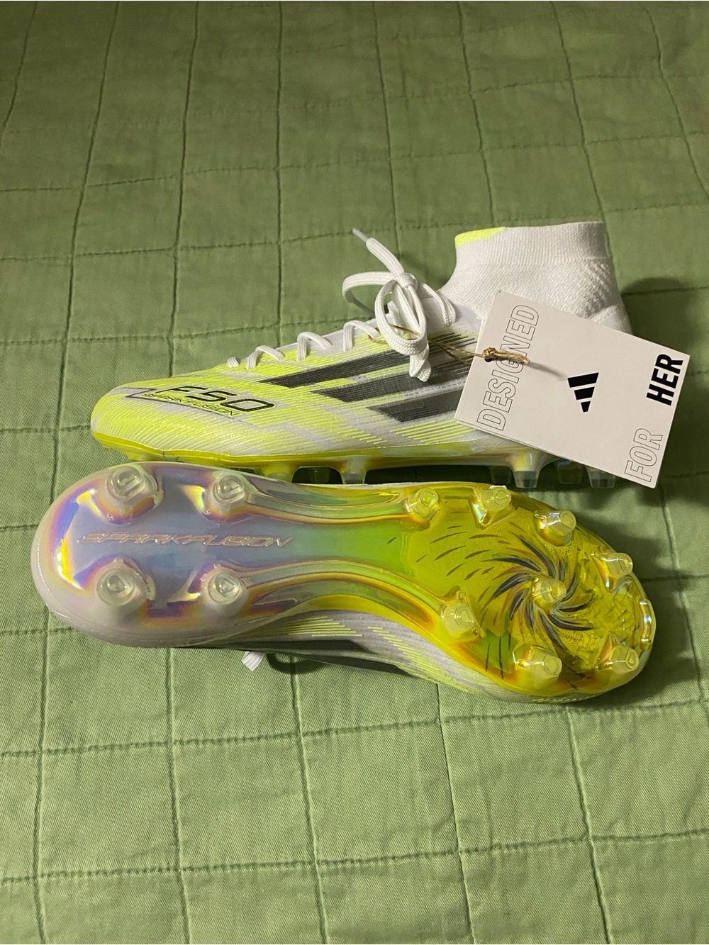 Adidas F50 Sparfusion Elite Firm Ground Cleats - White/Yellow
